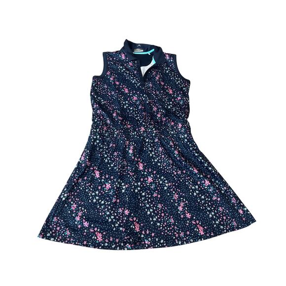 Callaway Opti-Dri Sleeveless Golf Dress Blue Floral Print Womens Size M Medium - Picture 2 of 6